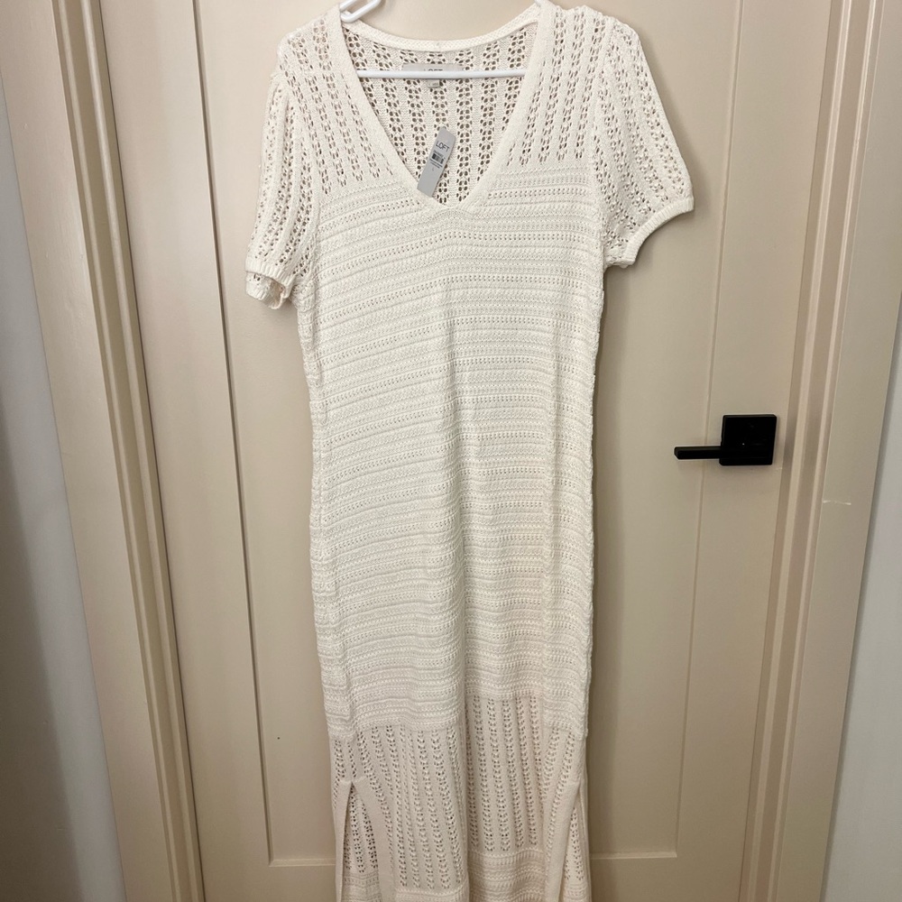 LOFT Cream Crochet Maxi Dress